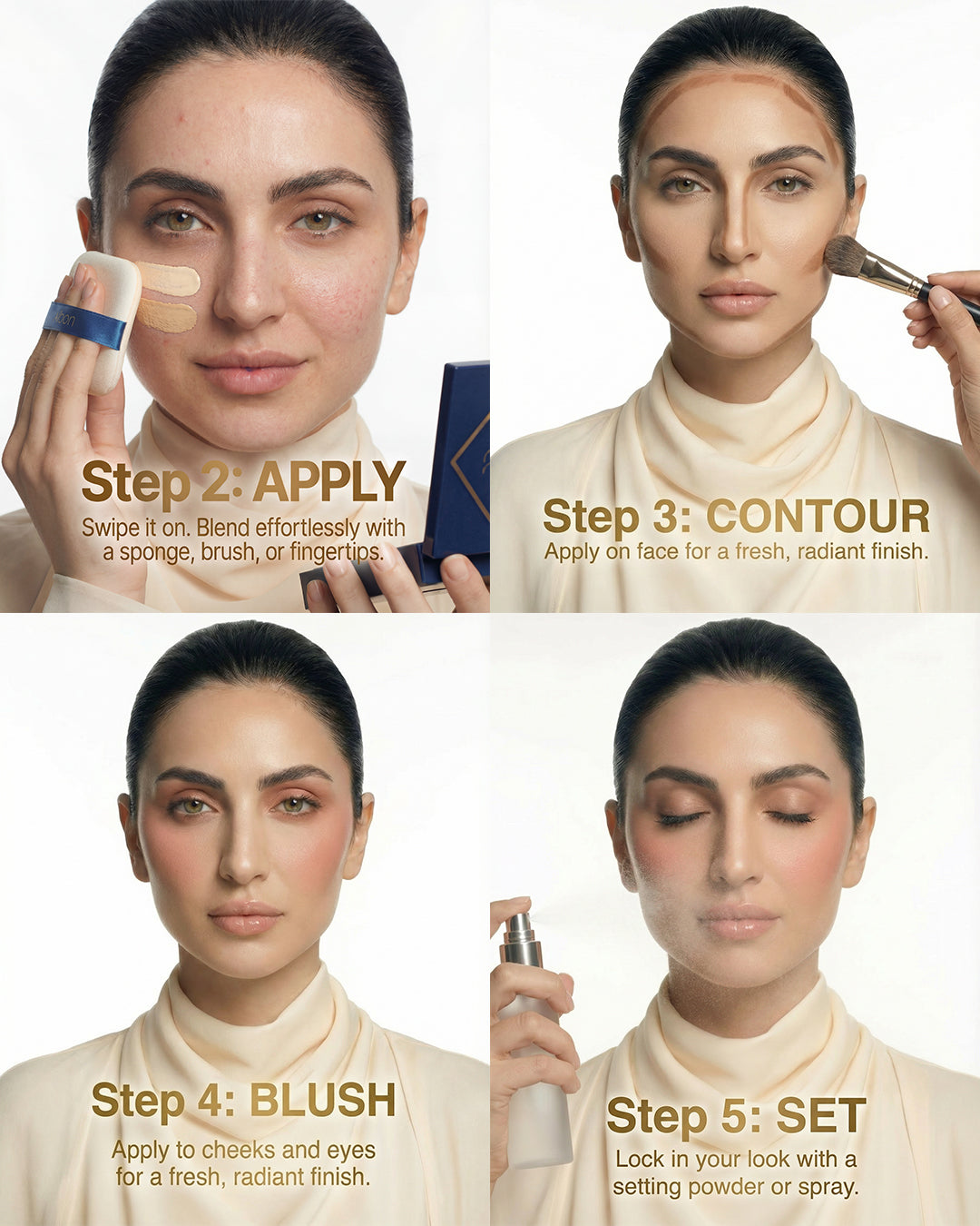 ALBON Flawless Fusion Combo | 4-in-1 Palette + Lip Sealant (Berry) | Complete Makeup Essentials